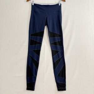 Lululemon Wunder Under Pant Mesh Size 8 Navy Blue Yoga Pants 31”